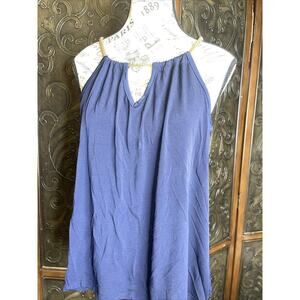 City Halo Navy Blue tank Top With Chain Strap Women's Size‎ L